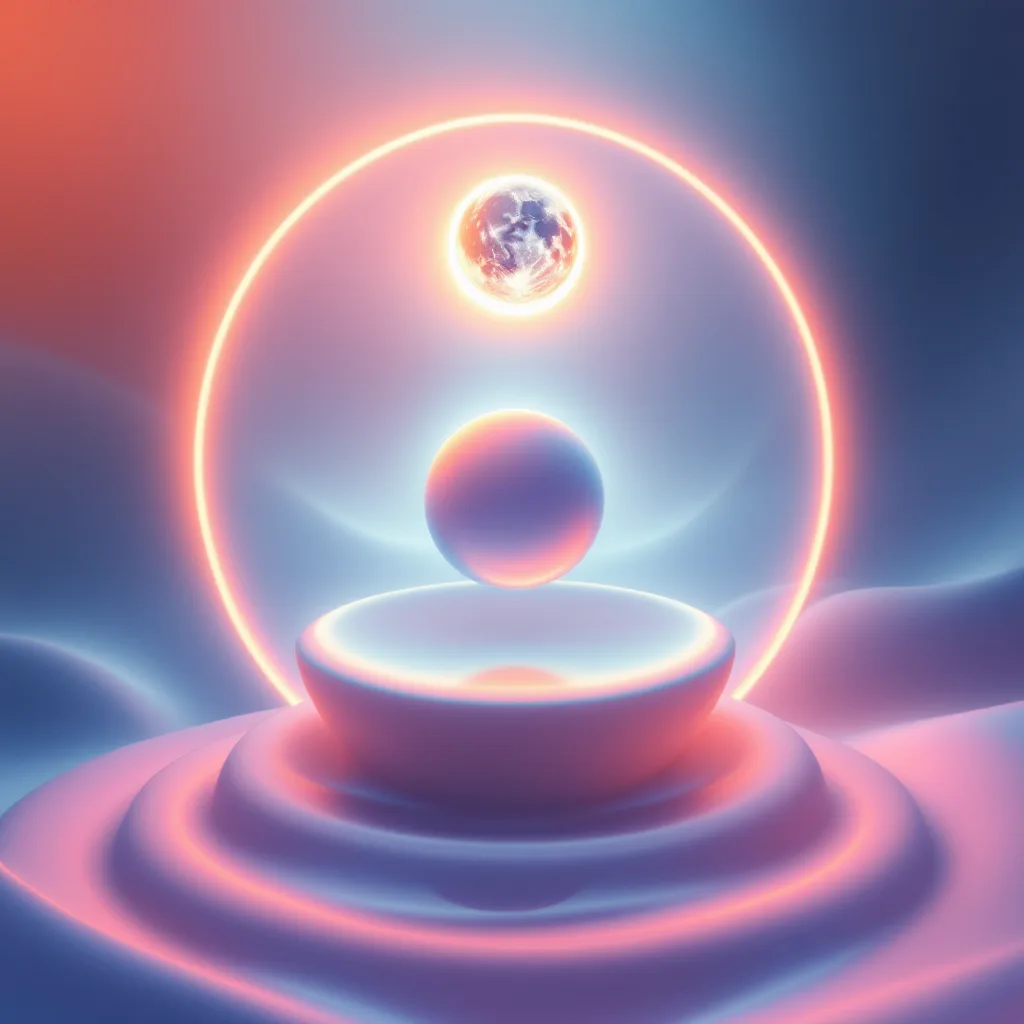 Abstract gradient render of a celestial alignment — luminous spheres on one axis — symbolising aligning your website with your business.